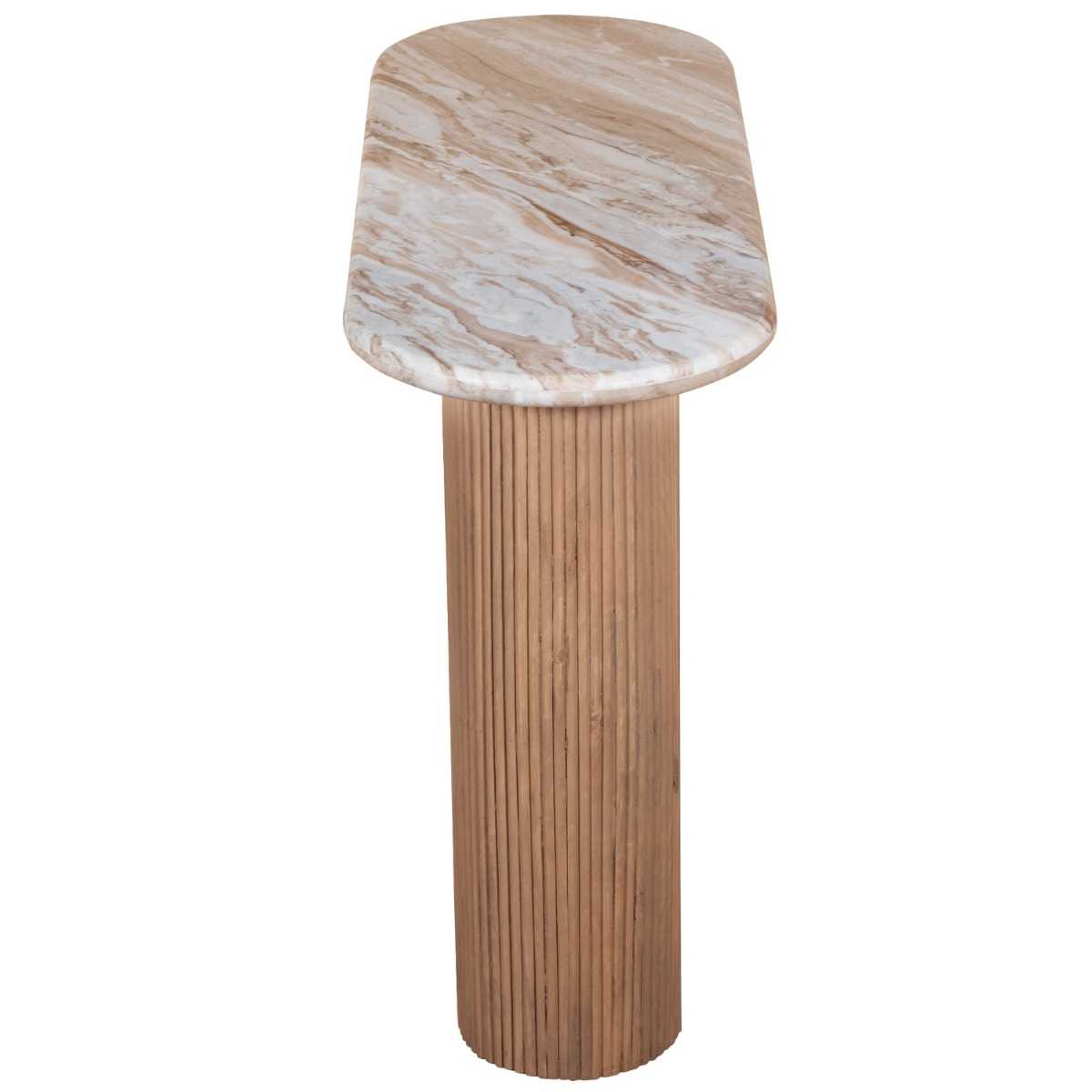Ashford Natural Marble & Wood Pedestal Console Table